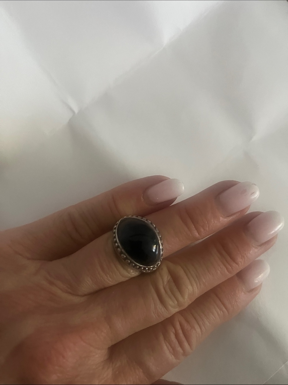Sterling Silver Black Onyx Oval Statement Ring - Women Jewelry